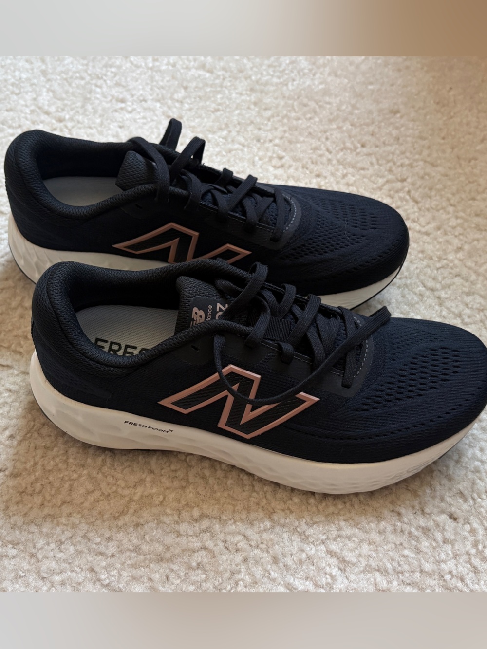 New Balance Women's Black Sneakers with Rose Gold Logo